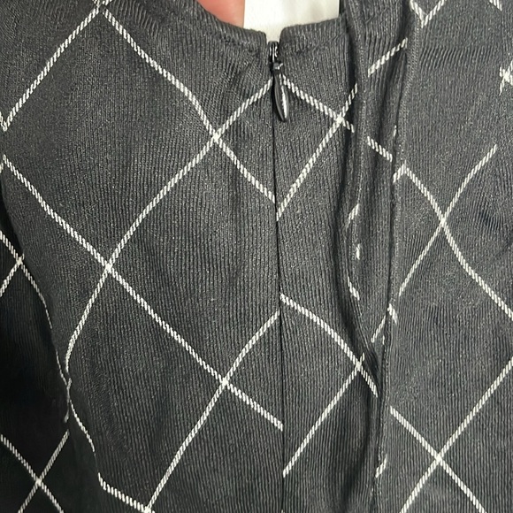 RUMER Quinn Black Criscross Back Front Slit Linen Maxi Dress Checkered Small New - Picture 5 of 10